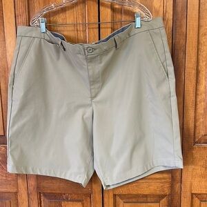 George Khaki Chino Polyester Flat Front Shorts Size 46